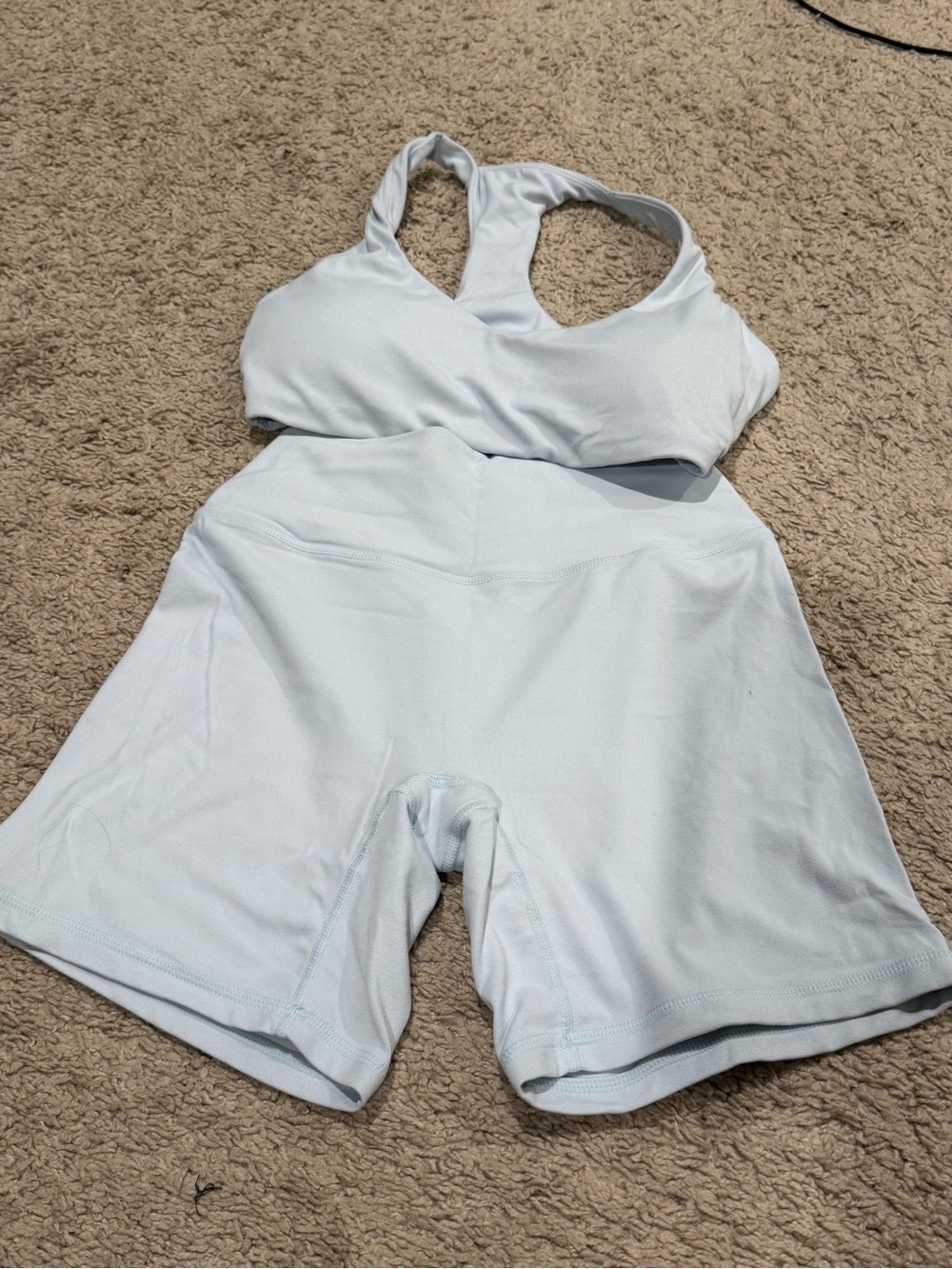 Oner Active Cloud Blue High-Waist Bike Shorts and Sports Bra Set
